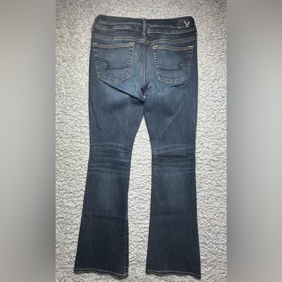 American Eagle Jeans Womens 6 Kick Boot Stretch Dark Mid Rise Denim Rodeo Party - Picture 5 of 5